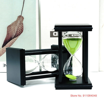 Vintage Black Wooden Hourglass